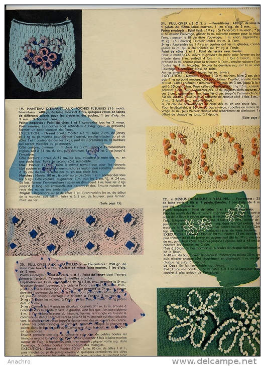 Collection BLEUET 1949 / Revue MODE CREATION BRODERIES BLASONS PROVINCES RAYURES CROCHET - Patrons