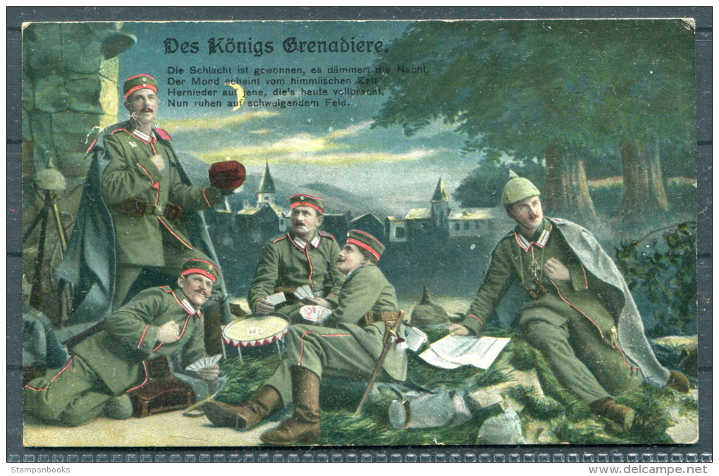 1.Weltkrieg Patriotik "Des Königs Grenadiere" Belgien Stempel Hagen Erhaltung! - Patriotic