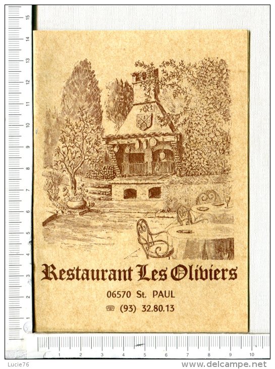 Carte Double Publicitaire - 06570  -  SAINT PAUL - RESTAURANT Des  OLIVIERS  - Intérieur Liste :  Sélection De COCKTAILS - Pappschilder