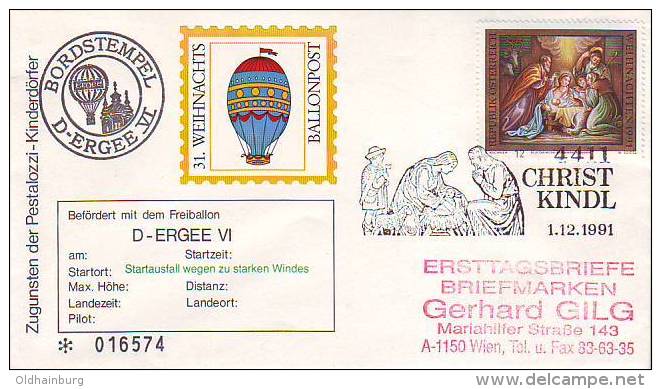 1103i: Österreich 1991, Weihnachts- Ballonpost - Weihnachten