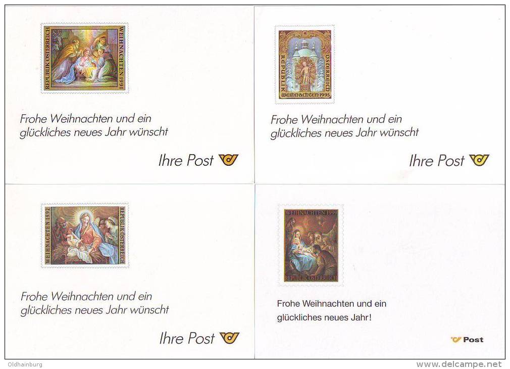 1103y: Österreich 4 Verschiedene Glückwunschkarten Blanko Der ÖPT - Proofs & Reprints