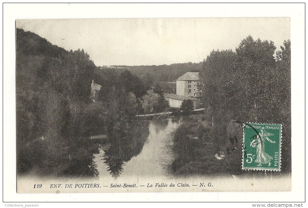 Cp, 86, St-Benoit, La Vallée Du Clain, Voyagée 1913 - Saint Benoit