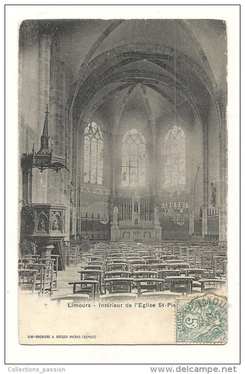 Cp, 91, Limours, Intérieur De L'Eglise St-Pierre, Voyagée - Limours