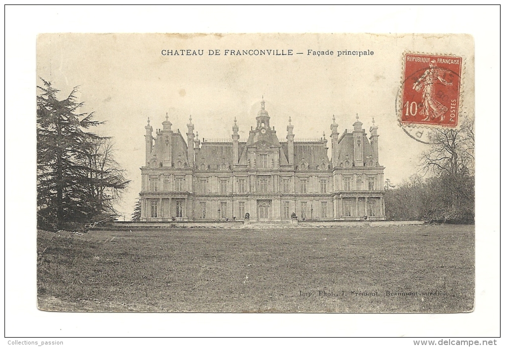 Cp, 95, Franconville, Le Château, Façade Principale, Voyagée 1908 - Saint-Martin-du-Tertre