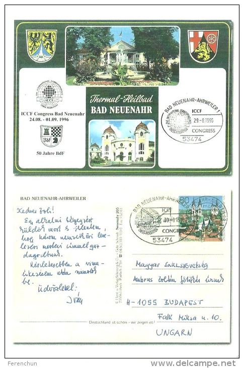 CHESS CORRESPONDENCE CHESS SPORT POSTCARD BAD NEUENAHR GERMANY GERMAN MEDICINAL BATH THERMAL SPA Papai Janos 086 Hungary - Echecs