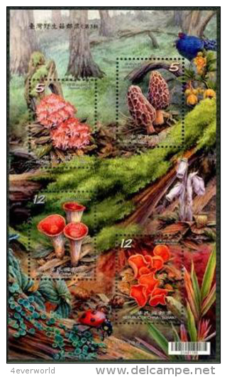 2013 Wild Mushroom Fungus Fungi Chicken Bird Flower Flora Plant MS Taiwan Stamp - Colecciones & Series