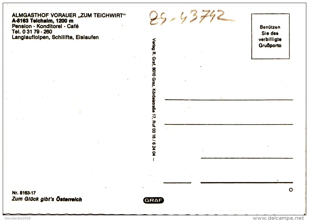 ZS43742 Almgasthof Vorauer Zum Teichwirt      2 Scans - Vorau