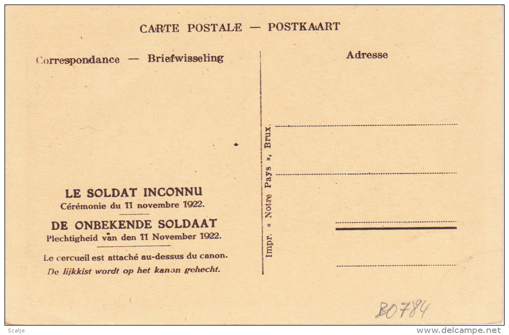 Brussel.  -  Herdenking "De Onbekende Soldaat" ;   Plechtigheid Van Den 11 November 1922 - Funérailles