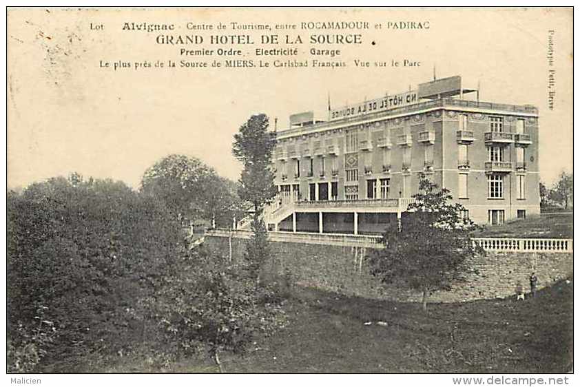 Lot -ref 133- Alvignac - Grand Hotel De La Source   -carte Bon Etat - - Autres & Non Classés