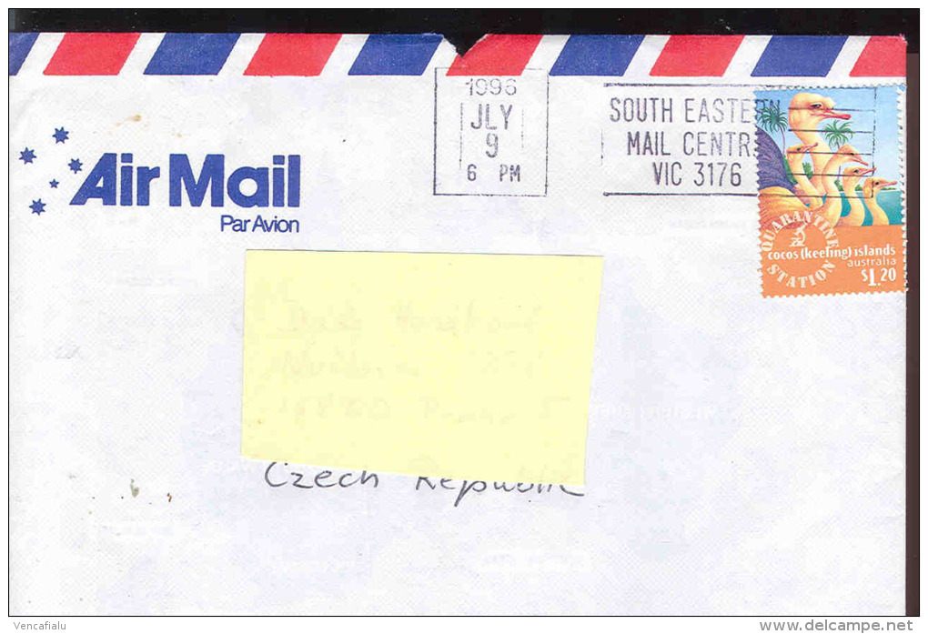 Australia 1996 - Emu, Postage Used Cover In Prague (CZ) - Autruches