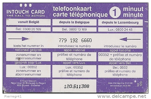 2-CARTE-PREPAYEE-BELGE-INTO UCH-1MN-ALLO HALLO LEO-01/01/98- TBE - [2] Prepaid & Refill Cards