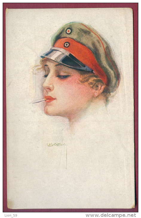 131333 /  Illustrator USABAL - Beautiful Woman With A Hat And A Cigarette - PFB 3796 / 1 - Usabal