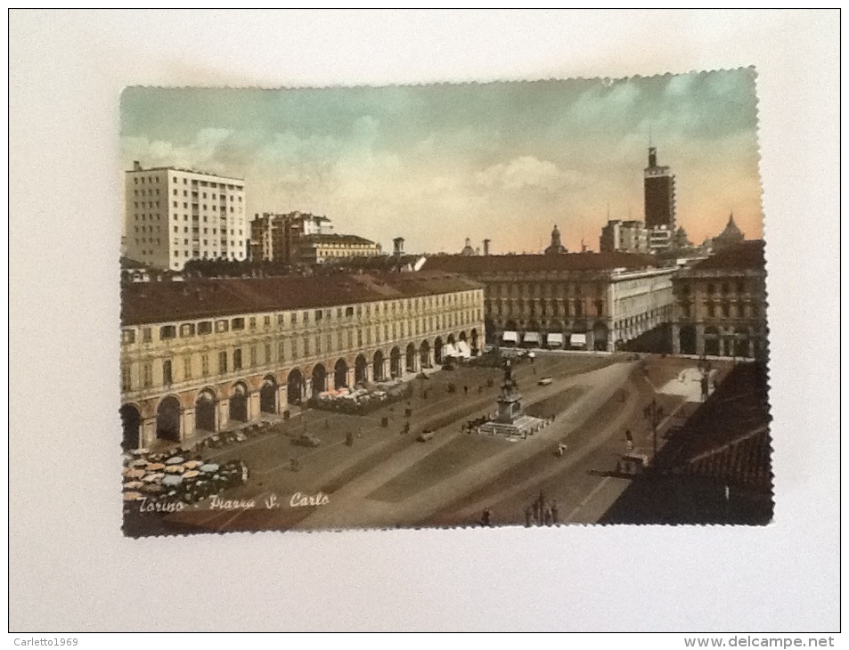 TORINO PIAZZA SAN CARLO A COLORI VIAGGIATA DEL 1958 - Piazze