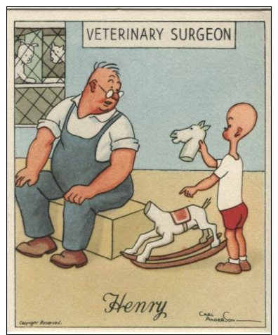 J Wix (Kensitas) Cigarette Card - Henry Series 4,  Henry And The Vet. Artist Carl Anderson - Sigarette (marche)