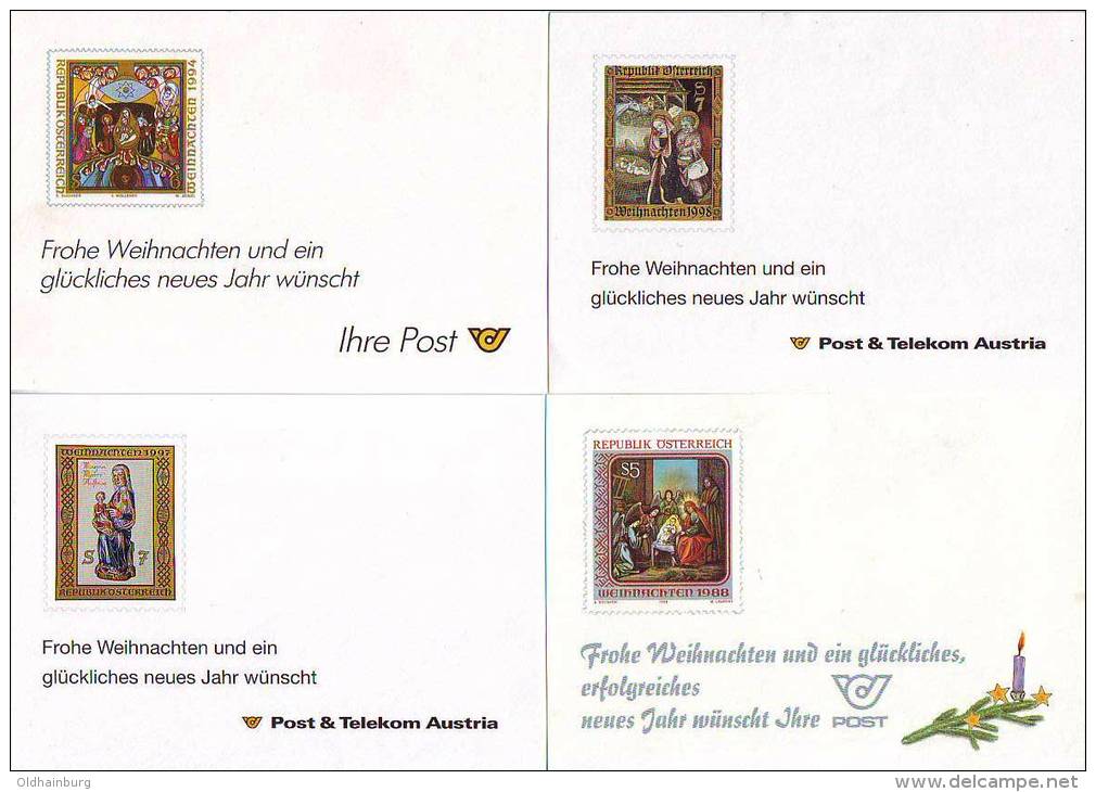 1105a: Österreich Sammlung 12 Verschiedene ÖPT- Weihnachts- Glückwunschkarten, ANK 370.- € - Verzamelingen