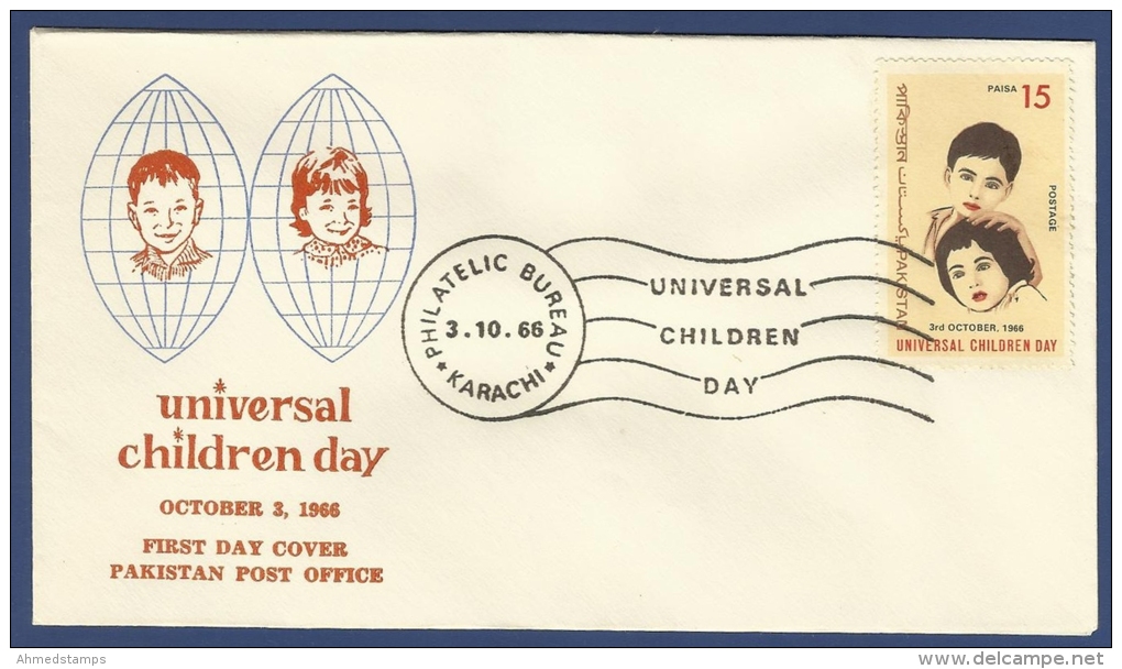 PAKISTAN 1966 MNH FDC FIRST DAY COVER  UNIVERSAL OF CHILDREN´S DAY, CHILD, CHILDREN - Pakistan