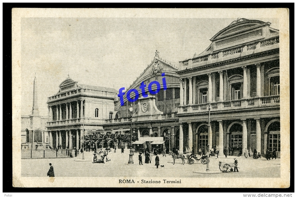 CHEMIN DE FER RAILWAY STATION ROME ITALY POSTCARD CARTE POSTALE STAMP TIMBRE - Transports