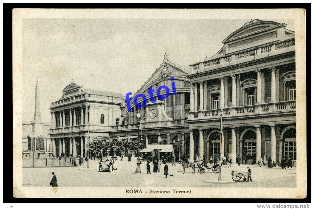 CHEMIN DE FER RAILWAY STATION ROME ITALY POSTCARD CARTE POSTALE STAMP TIMBRE - Transportmiddelen