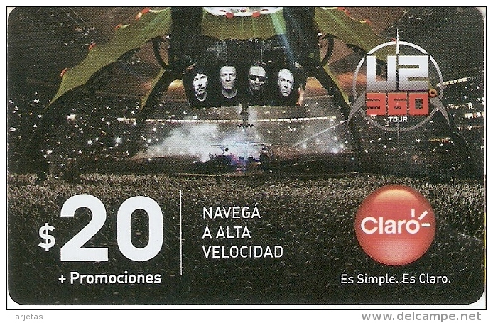 TARJETA DE ARGENTINA DEL GRUPO U2 TOUR 360 (pequeña Marca) - Música