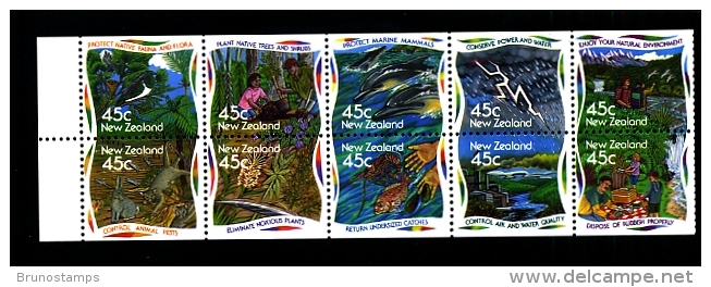 NEW ZEALAND - 1995  ENVIRONMENT BLOCK OF 10 FROM BOOKLET MINT NH - Blocchi & Foglietti