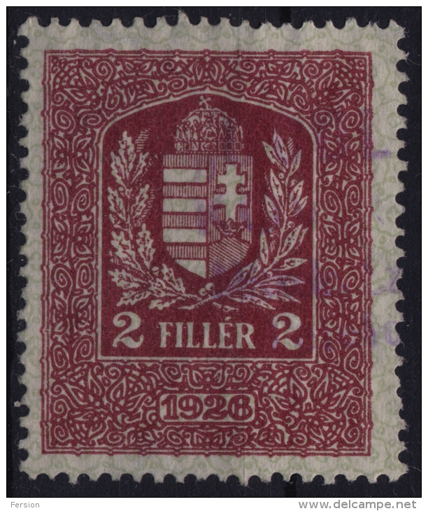 1926 Hungary, Ungarn, Hongrie - Revenue Stamp - 2 F - Fiscales