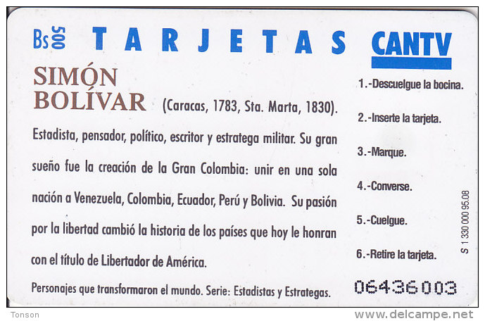 Venezuela, CAN2-0068-1, Simón Bolivar, 2 Scans. - Venezuela