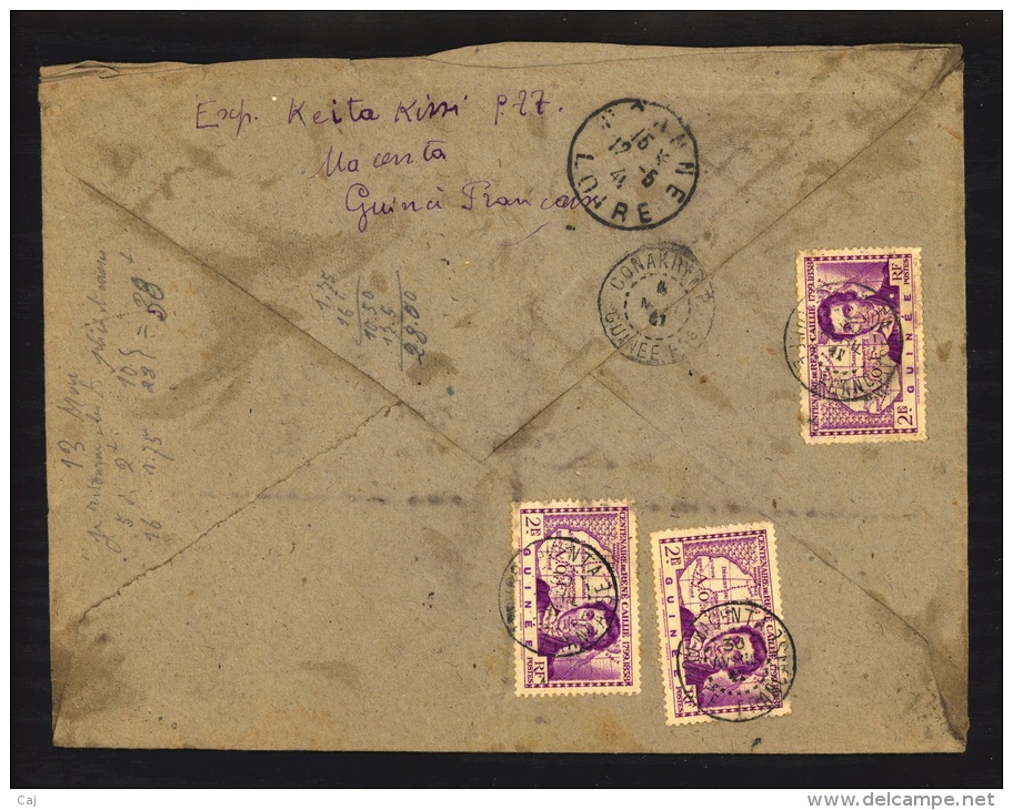 L 104  -  Guinée  :  Yv  113A + 149 ( X11 )  (o) 29 Avril 39 , Lettre Avion Recommandée Pour Roanne - Cartas & Documentos