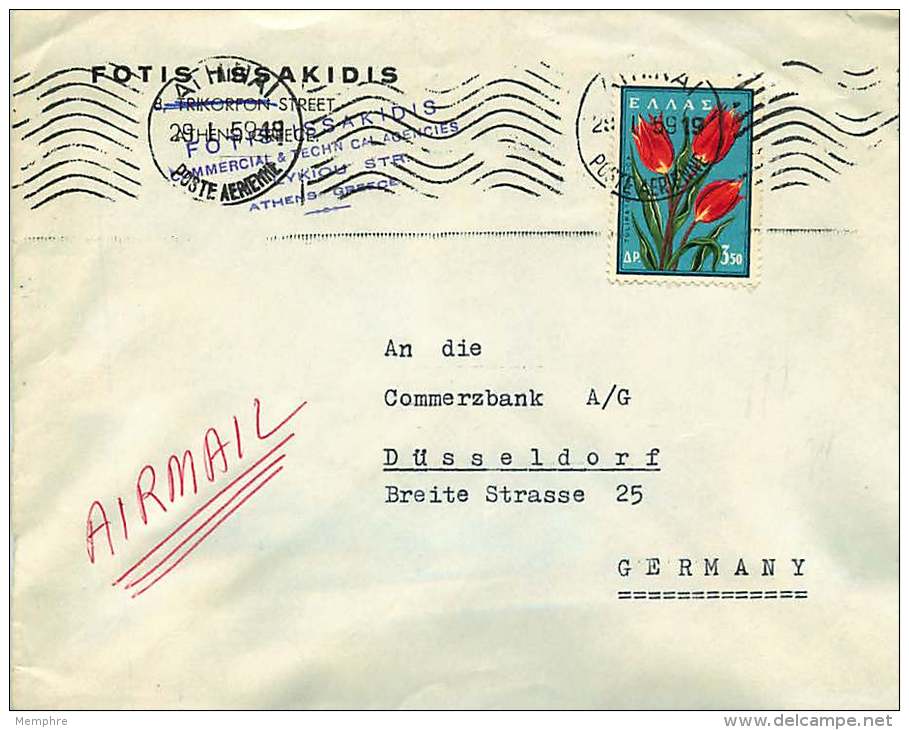 1959  Lettre Avion Pou L'Allemagne  Tulipes - Lettres & Documents