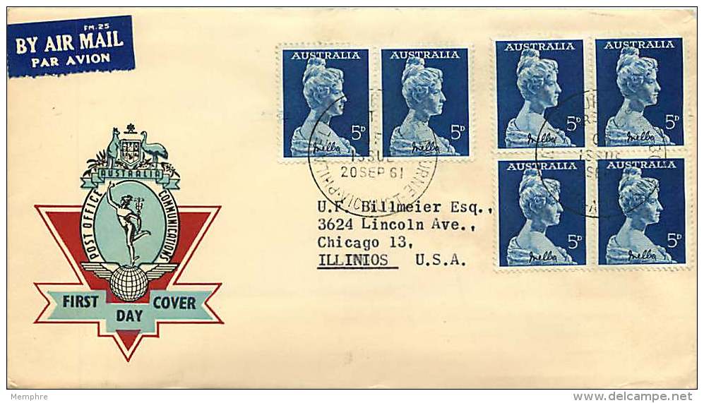 1961  Nelly, Block Of 4 Plus Pair On Post Office Generic Cover To USA - FDC
