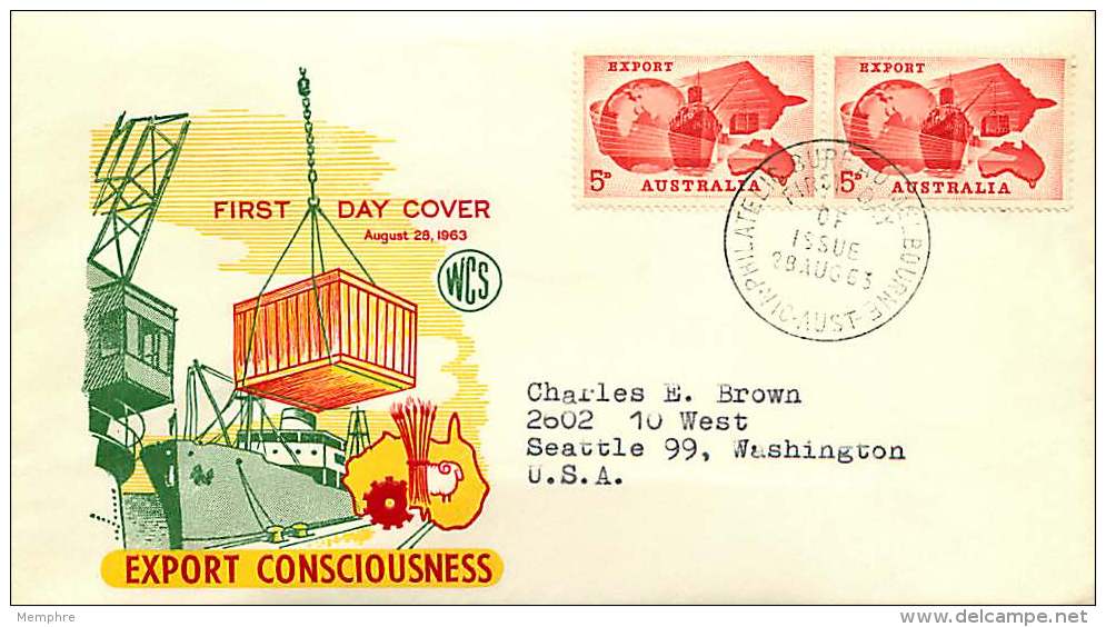 1963  Exports  Pair On WCS Cover T USA - FDC