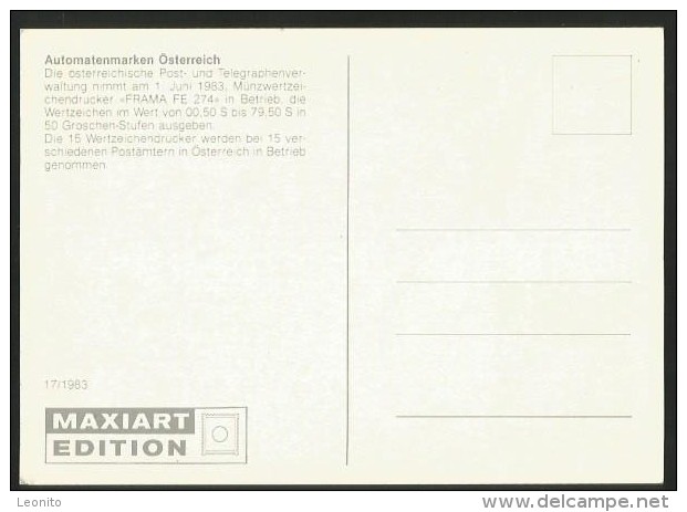 AUTOMATENMARKEN Stempel 1. Verwendungstag In Österreich Ab 1. Juni 1983 - Briefmarken (Abbildungen)