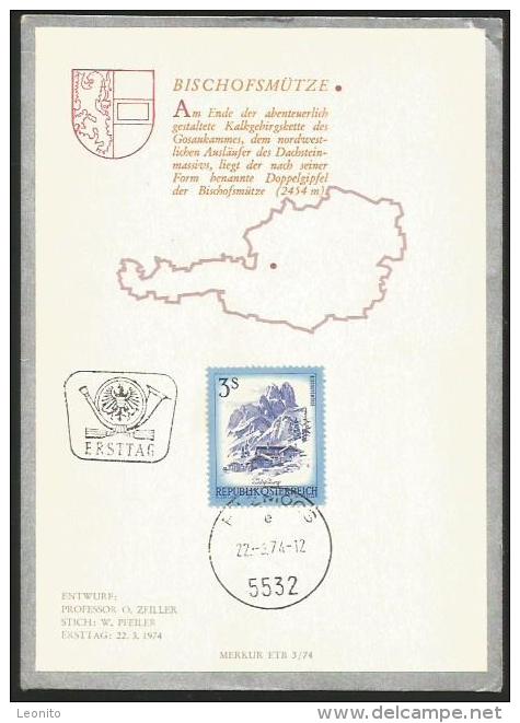 BISCHOFSMèTZE Fllzmoos Annaberg Dachstein Briefmarke Stempel Ersttag 22.3.1974 - Filzmoos