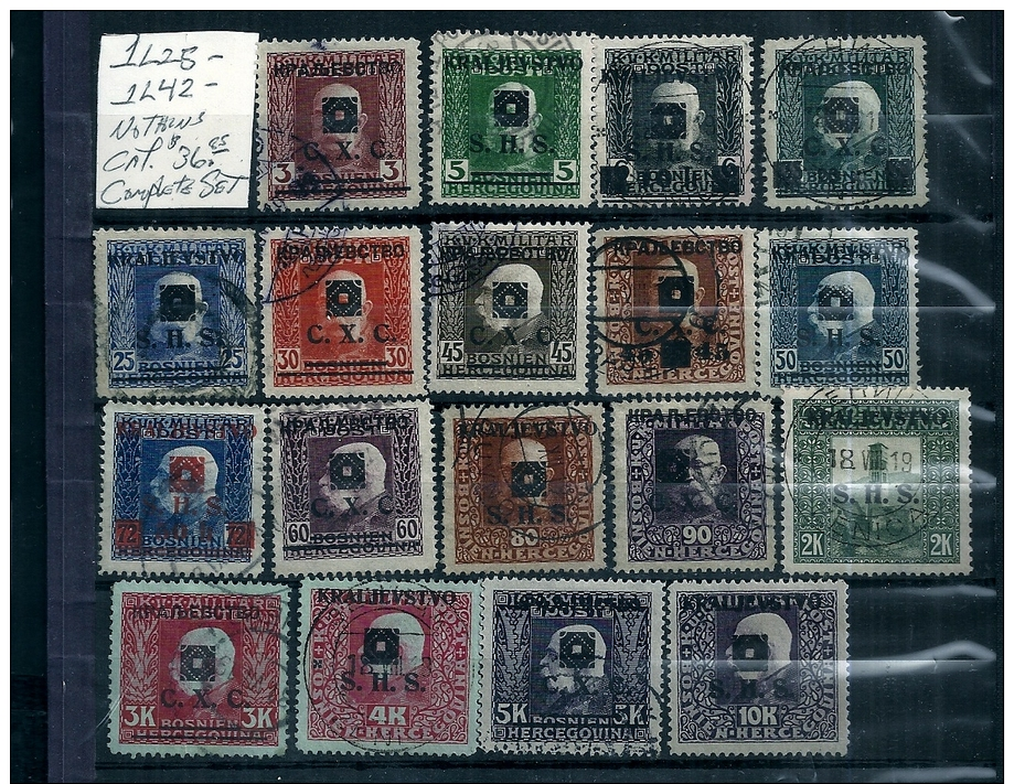 USED YUGOSLAVIA SCOTT 1L25 TO 1L42 COMPLETE SET NO THINS - Used Stamps