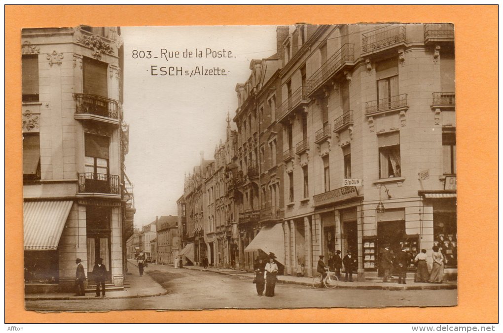 Esch S Alzette Rue De La Poste Confectionhaus Globus Old Postcard - Esch-Alzette