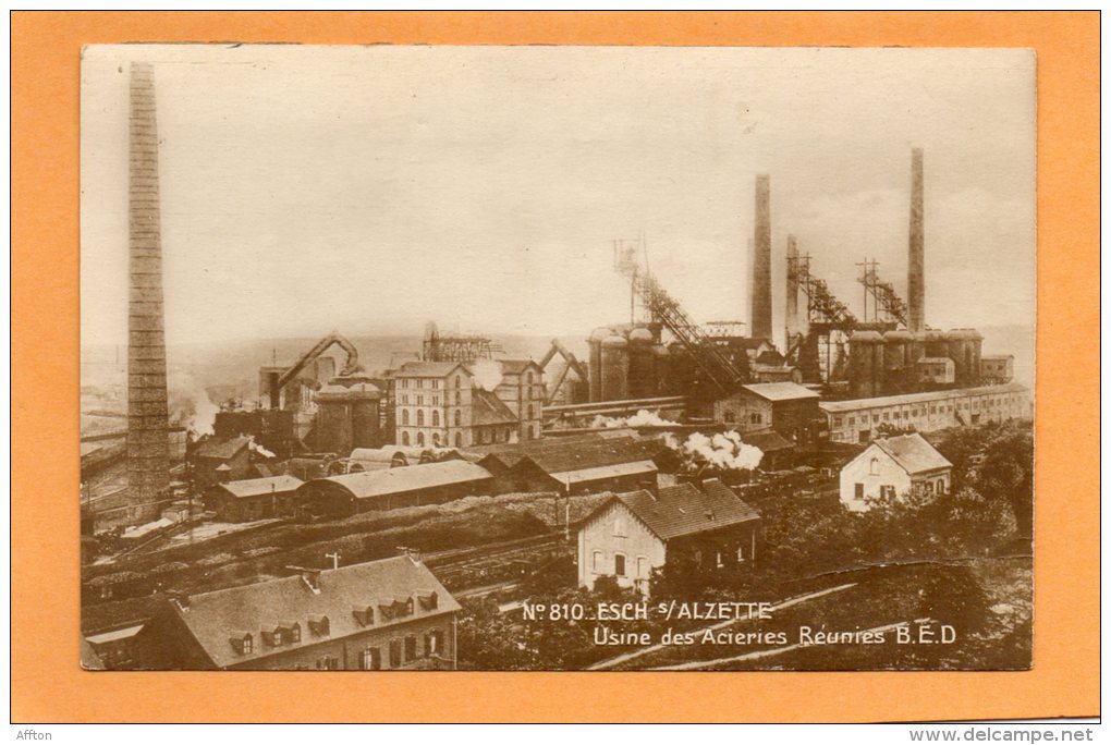 Esch S Alzette Des Acieries Reunies BED Usine Old Postcard - Esch-Alzette