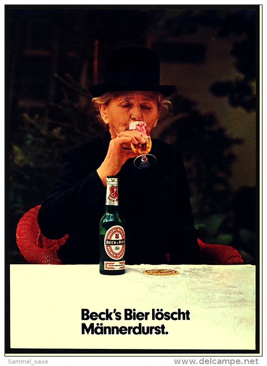 Reklame Werbeanzeige  ,  Beck`s Bier Löscht Männerdurst ,  Von 1974 - Alkohol