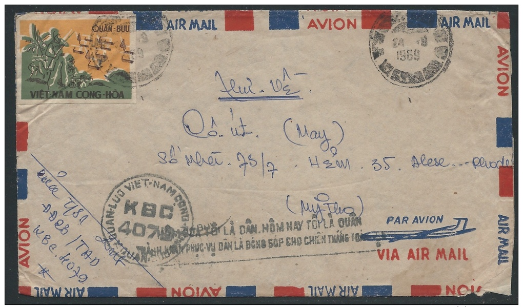 Vietnam War, South Vietnam 1969 Military Cover, Franked With Scott #M2 - Vietnam