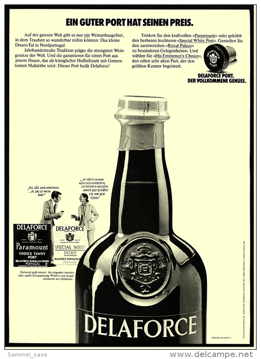 Reklame Werbeanzeige  ,  Deltaforce  -  Ein Guter Port Hat Seinen Preis  -  Von 1974 - Alkohol