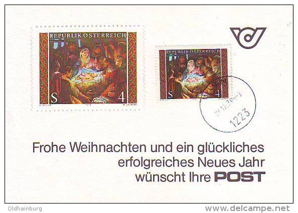 1105f: Österreich 1979, Weihnachts- Glückwunschkarte Der ÖPT, Gestempelt 24.12., ANK 152.- € - Lettres & Documents