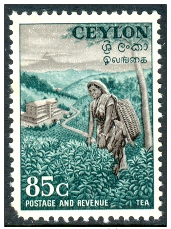 CEYLON 1954 Tea Plantation, 85c. Black And Deep Blue-green, MNH - Agriculture