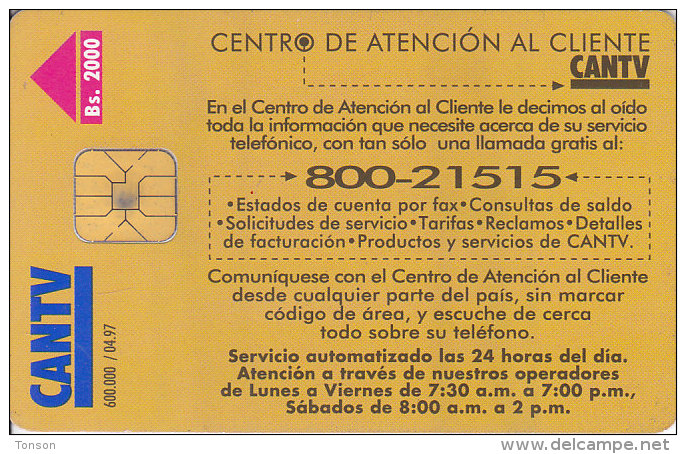 Venezuela, CAN2-0214, Centro De Atención Al Cliente, 2 Scans. - Venezuela