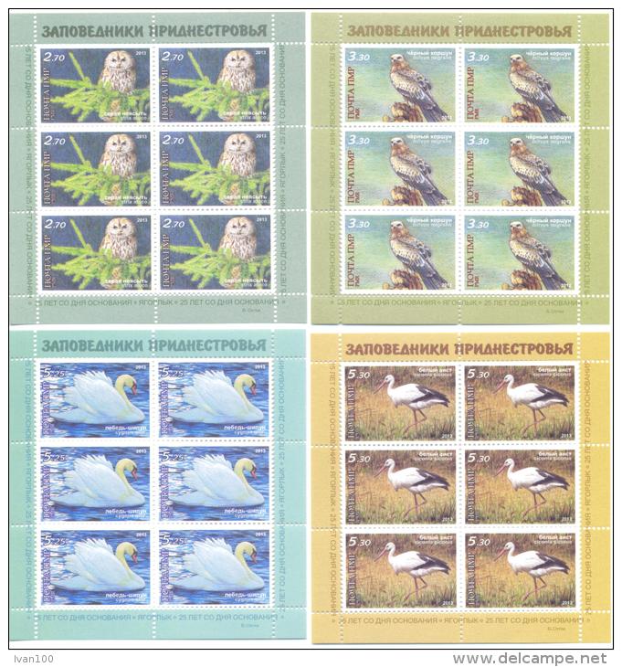 2013 Transnistria, Natural Reserves Of Transnistria, Jagorlyk, Birds, 4 Sheetlet S, Mint/** - Schwäne