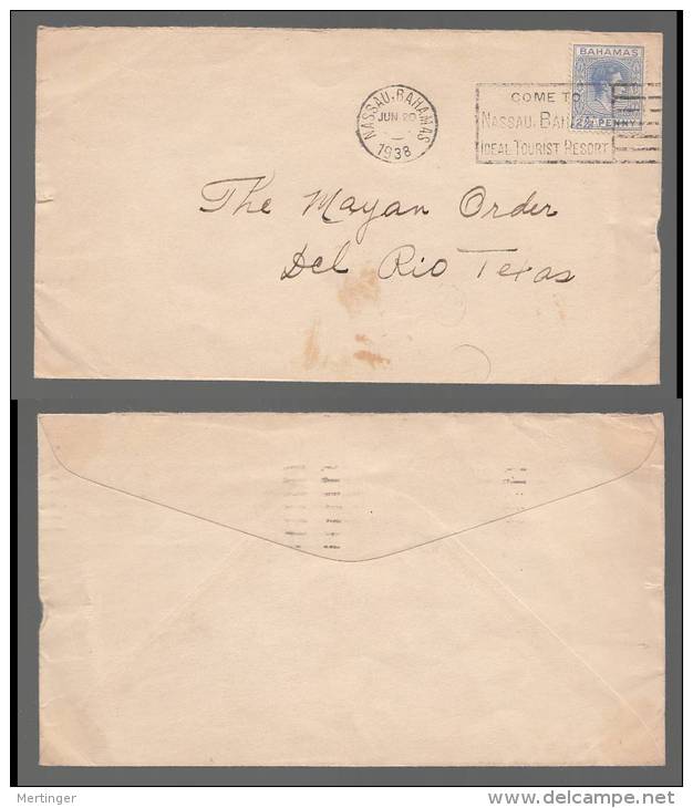 Bahamas 1938 Cover 2 1/2P To USA Tourist Advertising Postmark - 1859-1963 Colonie Britannique