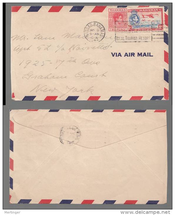 Bahamas 1942 Airmail Cover To USA - 1859-1963 Colonie Britannique