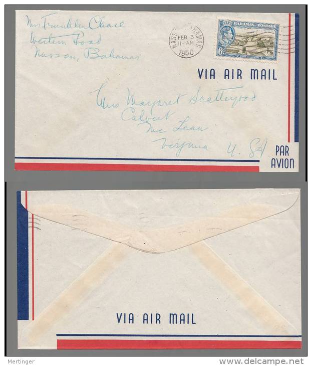 Bahamas 1950 Airmail Cover To USA - 1859-1963 Colonie Britannique