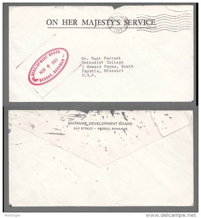 Bahamas 1963 Official Service Mail Cover To USA - 1859-1963 Colonie Britannique