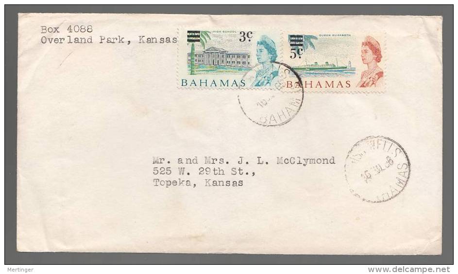 Bahamas 1966 Airmail Cover To USA Overprint - 1963-1973 Autonomie Interne