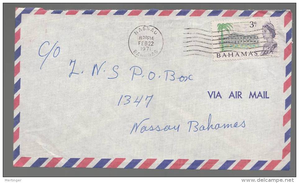 Bahamas 1971 Airmail Cover Local Use 3c Stamp Late Isssue White Paper - 1963-1973 Ministerial Government