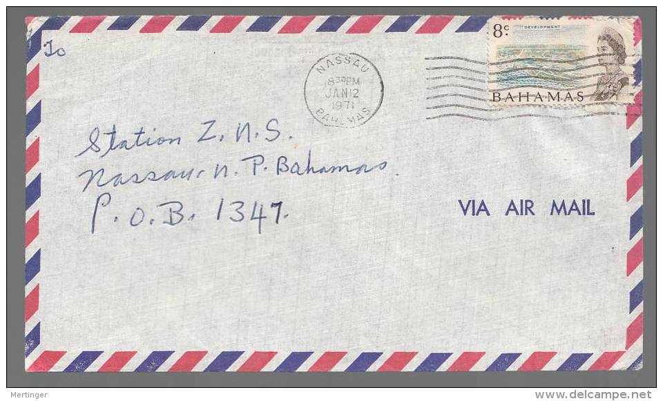 Bahamas 1971 Airmail Cover Local Use 8c Stamp Late Isssue White Paper - 1963-1973 Interne Autonomie