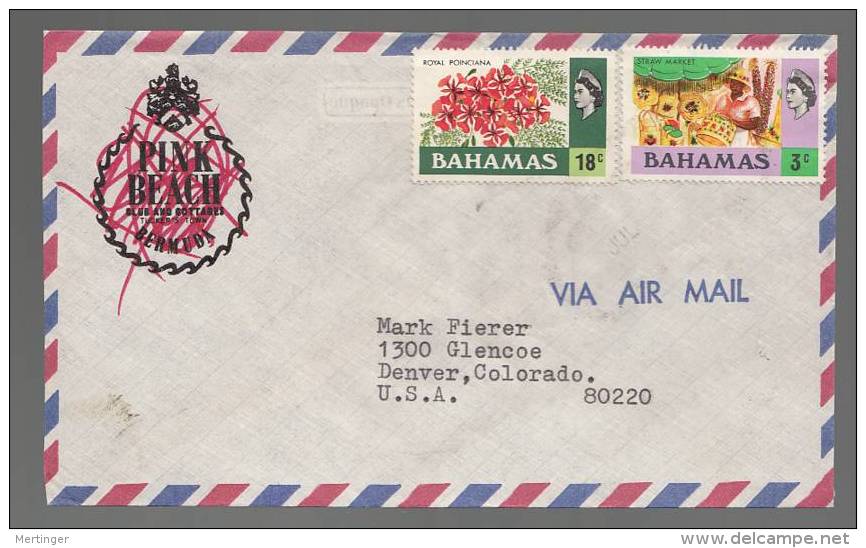 Bahamas 1971 Airmail Cover To USA Drum And Flower - 1963-1973 Interne Autonomie